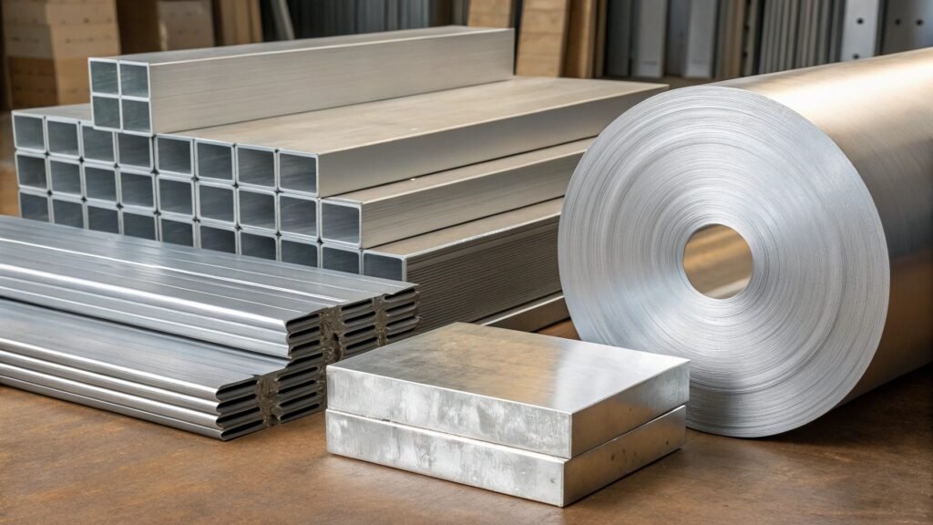Samples of pure aluminum ingots and foil